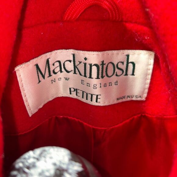 Mackintosh Red Wool Blend Hooded Duffle Coat Black Toggle Fasteners size 12P - Picture 10 of 12